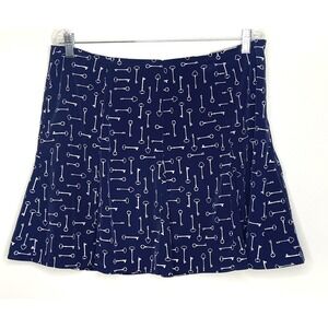 Banana Republic Skirt 14 Navy Blue Key Pattern Novelty Dropped Waist Size 14